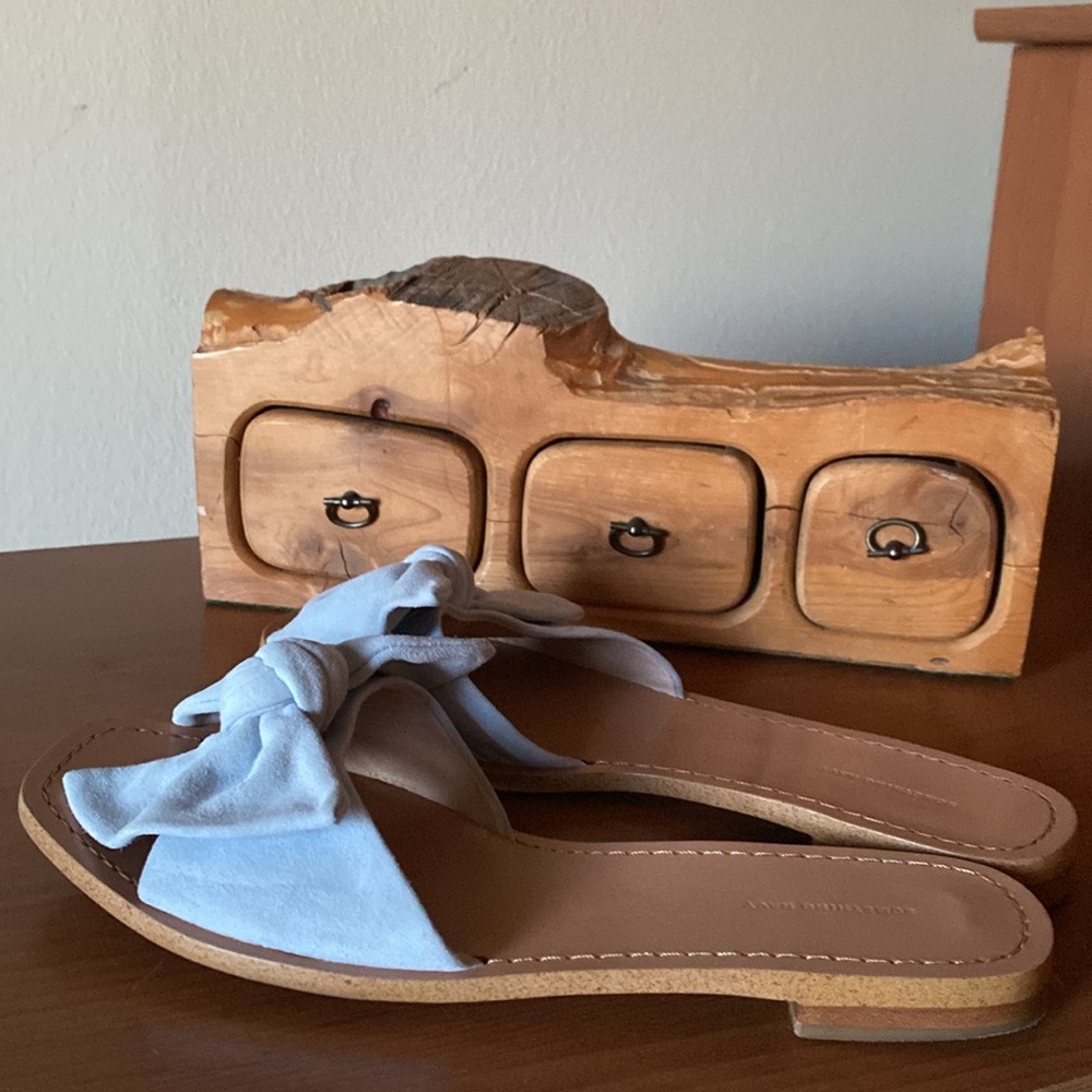 Something Navy Suede Bow Slides - image 3